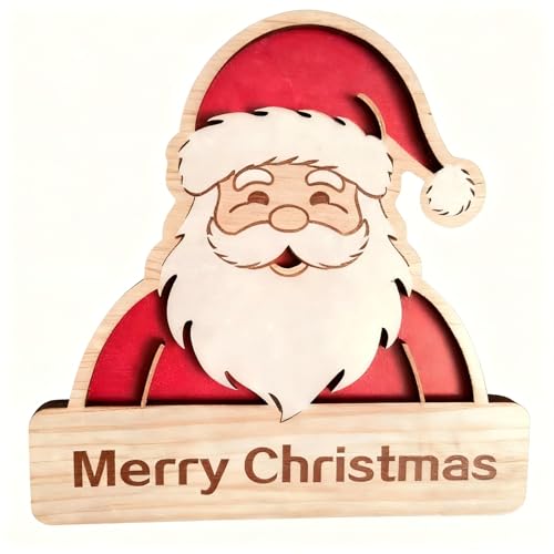 Wooden Santa Claus Christmas Decorations - Festive Holiday Ornaments for Home & Office, 6 Inches