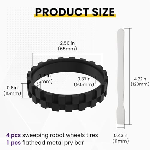 4 Pack Replacement Tires for Roomba Robot Vacuum - 2.56" Diameter
