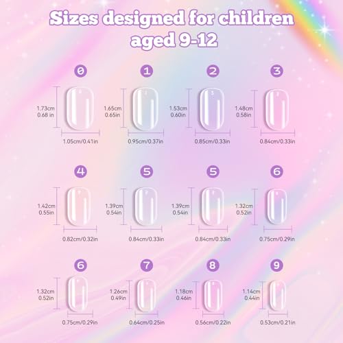 Krofaue Kids Fake Nails 240pcs Clear Press On Nails Short Oval