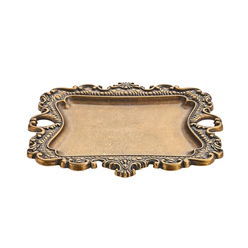 Antique Brass Jewelry Dish - Vintage Gold Jewelry Tray, Small 5" x 4.4"