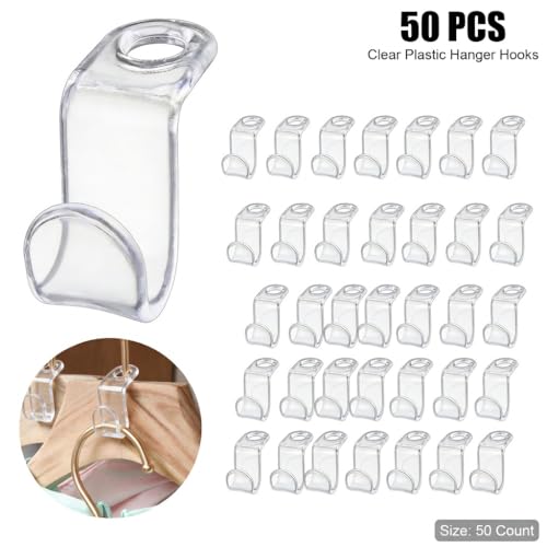 Clear Hanger Connector Hooks - 50PCS Space Saving Closet Clips