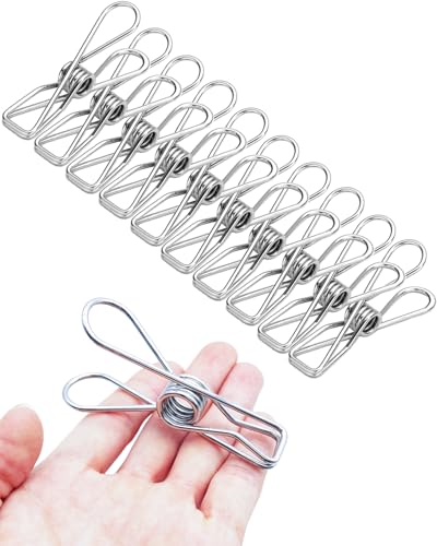 AOBYMIN Heavy Duty Stainless Steel Clothes Pins - 3.17 Inch, 10 Pack