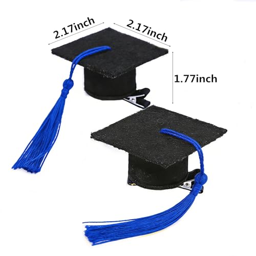 Soochat 2Pcs Mini Graduation Cap Hair Clips with Tassel Blue