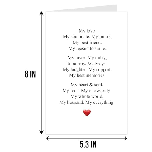Romantic Anniversary Card for Husband - Birthday & Valentine's Gift
