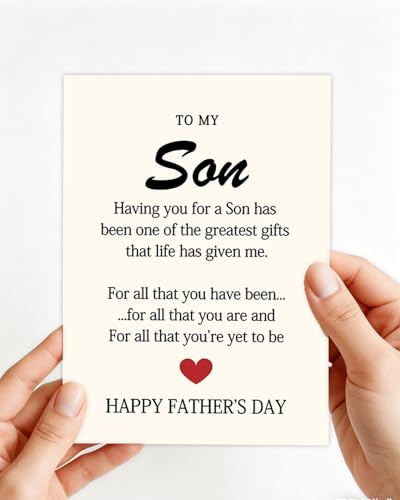 Fathers Day Card for Son from Mom - 5x7 with Kraft Envelope