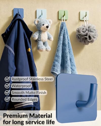 DEKAZIA Kids Wall Hooks - Blue-Green Self-Adhesive Coat Hooks