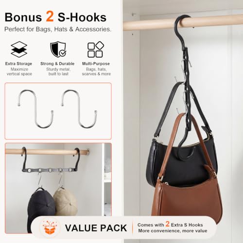 NEDLEDK 6-Pack Space Saving Hangers, 5-Hole Closet Organizer with S-Hooks