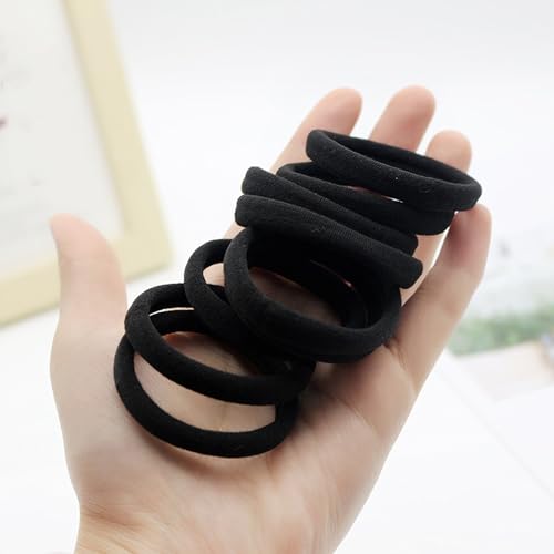 Black Hair Ties 200PCS - Seamless No Damage Elastic Hair Bands for Thick Hair