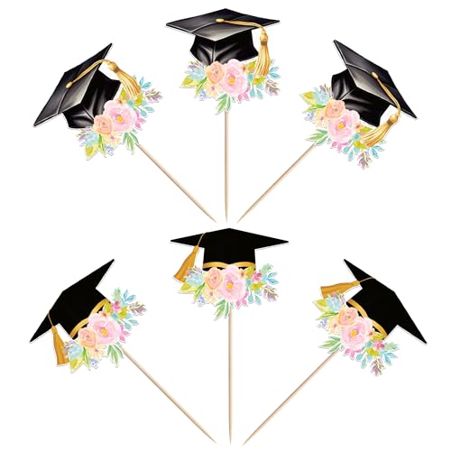 40 PCS Graduation Cap Cupcake Toppers for Class of 2026