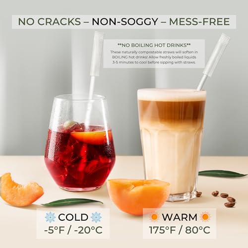 EcoPreps 100 Count Biodegradable Bamboo Fiber Straws - Wrapped 7.8”