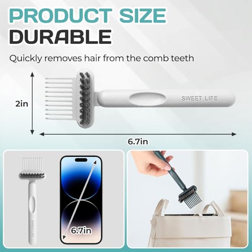 OLLBIT 2-in-1 Hair Brush Cleaning Tool and Comb Cleaner Gray