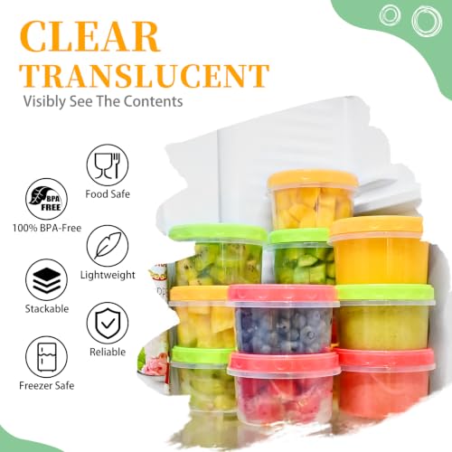 TOFLEN 8 oz Small Plastic Freezer Containers with Lids, 6-Piece Set