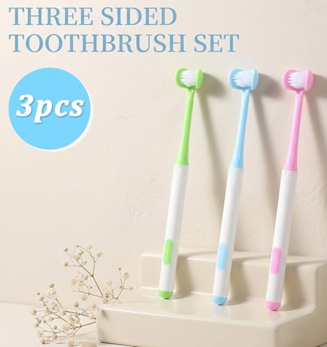 3-Sided Toothbrush Soft Bristle 3-Pack Wrap-Around Oral Care Set