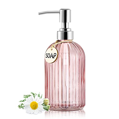 MOCLIF 16oz Clear Glass Soap Dispenser with Stainless Steel Pump