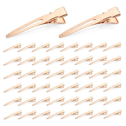 50 Pcs Pin Curl Clips 1.8 Inch Metal Alligator Hair Clips Gold Setting