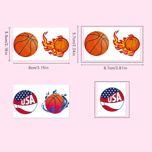 Basketball Temporary Tattoos - Waterproof Sports Party Favors 100 Sheets