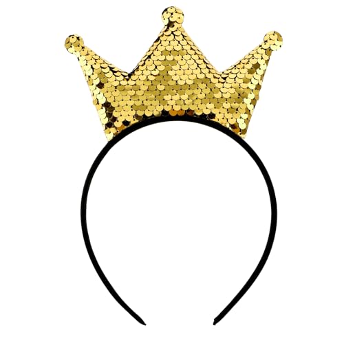 Sequin Crown Headband Glitter Hair Hoop for Women and Girls Birthday
