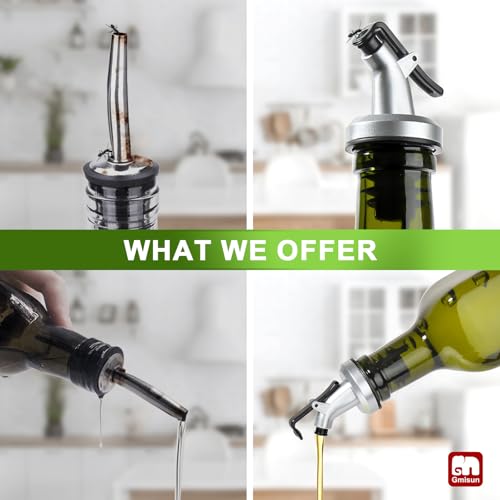 Gmisun 17oz Olive Oil Dispenser Bottle, Green Glass Cruet with Flip Spout