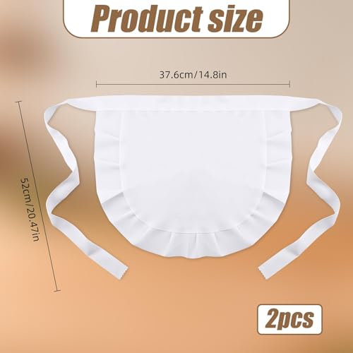 2 Pcs Women's White & Black Half Maid Apron Set - Retro Ruffle