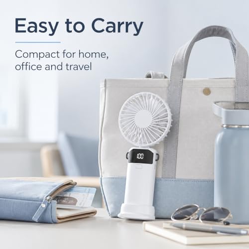 SKYBNNY Mini Portable Handheld Fan, 5-Speed USB Rechargeable Fan - White