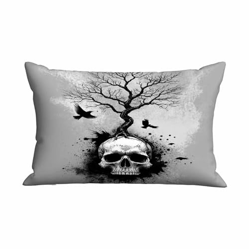 Mugod Spooky Skull Tree & Crow Pillowcase - 20x30 Inch
