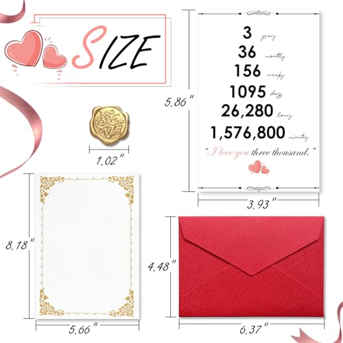 Funny 3 Year Anniversary Card for Couples - 6-Pack