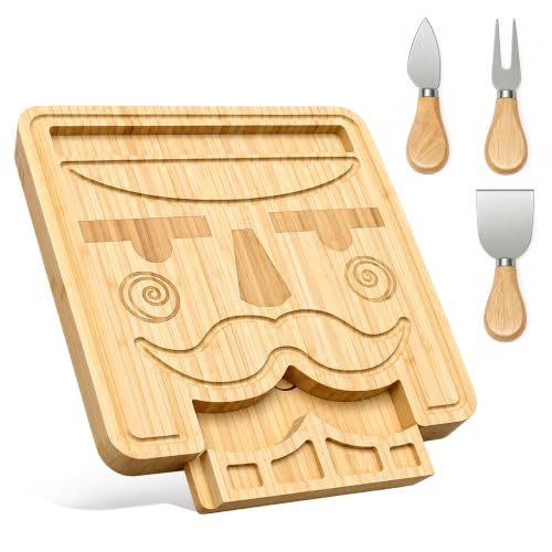 Christmas Nutcracker Charcuterie Board Gift Set with Utensils - Bamboo, 13x13 Inches