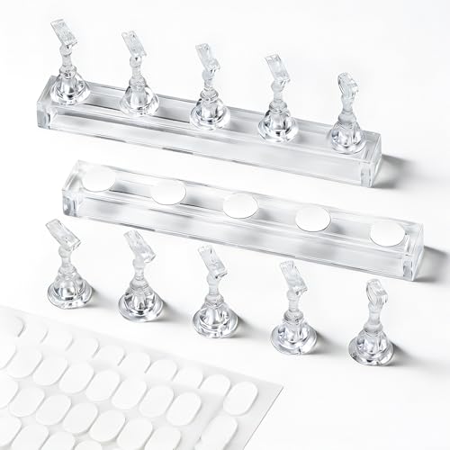 ESUOHYM Press On Nail Stand and Holder Set with Magnetic Tips and Sticky Tabs