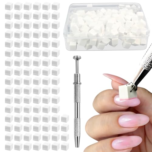 AUUTI 200pcs Soft Ombre Nail Sponges with Grabbing Pen Manicure Tool Set