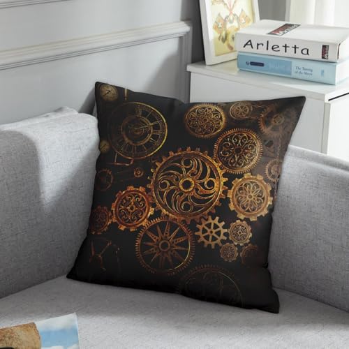 Emvency Steampunk Gears Throw Pillow Cover, 16 x 16 Inch