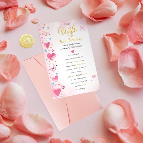 Funny Birthday Card for Wife - Premium 5x7 Romantic Greeting
