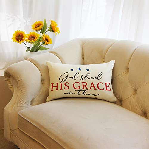 Patriotic 4th of July Throw Pillow Cover - 12x20 Inch Cushion