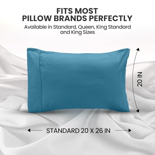 Utopia Bedding Microfiber Pillowcases, Standard Size, Denim Blue, Set of 4