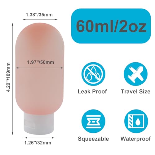 Suiwotin 4-Pack 60ml Travel Bottles Leakproof Squeezable Containers for Toiletries