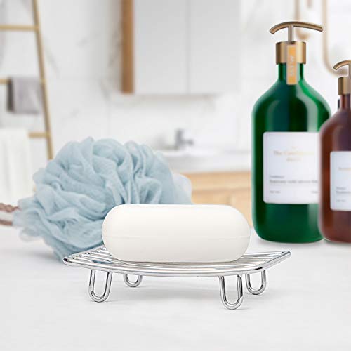 GUUKAR Rectangular Stainless Steel Soap Dish - Self-Draining Chrome Holder