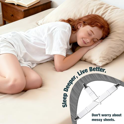 Triangle Style 4 Pack Adjustable Bed Sheet Fasteners with Clips