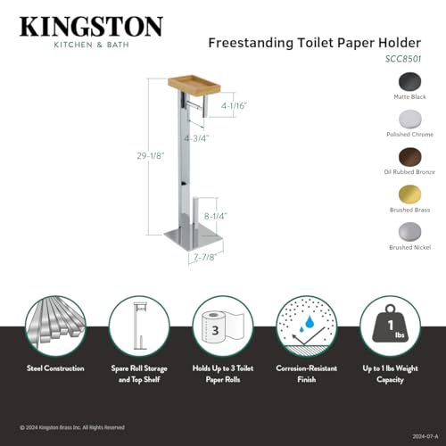 Kingston Brass SCC8500 Edenscape Freestanding Toilet Paper Holder with Storage Shelf, Matte Black