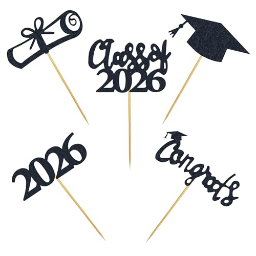 30 Graduation Cupcake Toppers - 2026 Diploma & Cap Picks