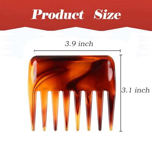 Denlydom Mini Wide Tooth Detangling Comb for Curly Hair and Beard (Brown)