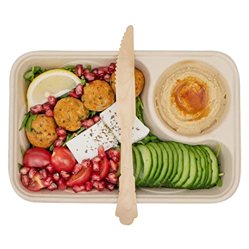 Restaurantware 7.9 Inch Wooden Disposable Knives 500 Eco-Friendly Knives - Baroque Style Durable Natural Wood DurableKnives Splinter-Free Cutlery For Parties Or Catering