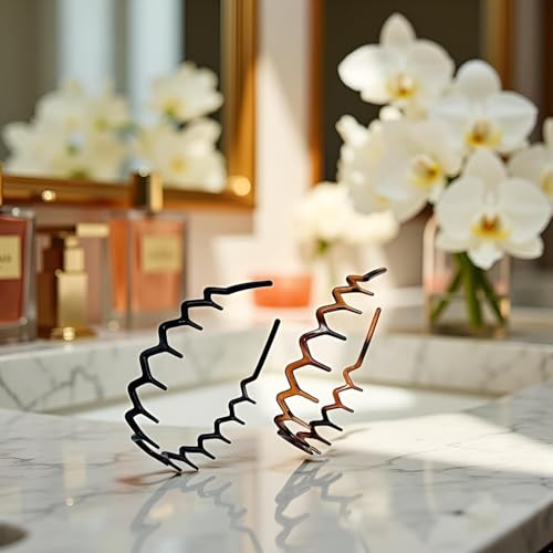 4Pcs Plastic Zigzag Headband with Teeth Wavy Hair Comb Set