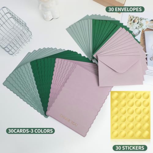 30-Pack Beautiful Blank Thank You Cards with Envelopes and Stickers