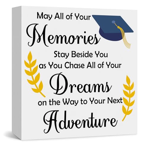 Inspirational Graduation Wooden Box Sign Keepsake for College High School