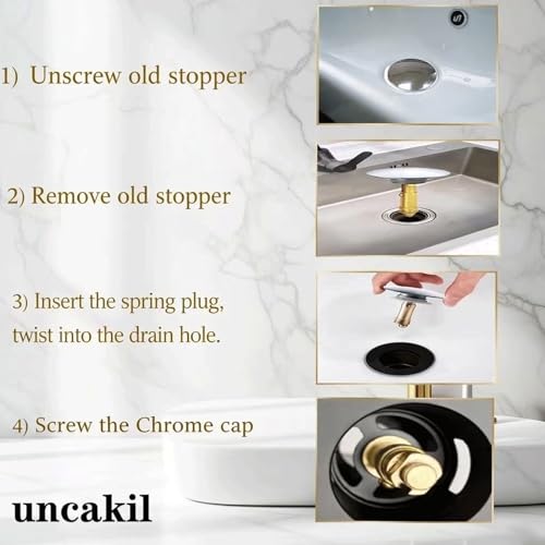 Golden Pop Up Sink Drain Stopper, 66mm Click Clack Plug Replacement