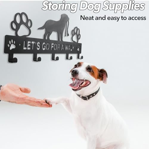 Iron Dog Leash Holder for Wall - 5 Hooks, 11"×5", Labrador Design