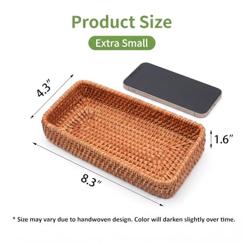 8-Inch Handwoven Rattan Tray for Keys and Jewelry Storage