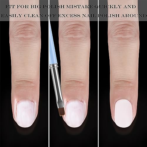 JASSINS 3Pcs Nail Art Clean Up Brushes Set with Caps, Gradient Alloy Handle