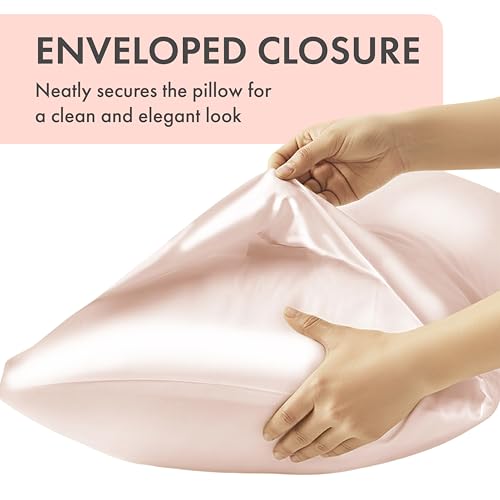 MAVIÉ Satin Pillowcase Set - Queen, Ultra Soft & Cooling, 2 Pack Beige