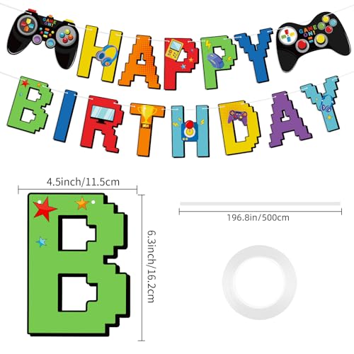 Abilat Video Game Happy Birthday Banner Gamer Controller Party Supplies