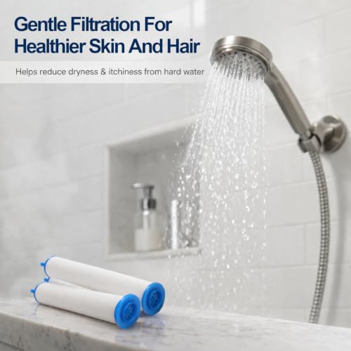 12-Pack High Pressure Shower Head Filter Cartridges - 3.54" x 0.94" PP Cotton